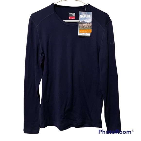 Icebreaker 260 Tec Wool Long Sleeve Navy Men's Shirt NWT - Picture 2 of 8